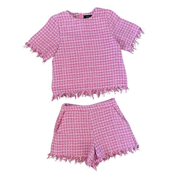 Pink Tweed Set with Fringe Edge, S/XS - Picture 5 of 11